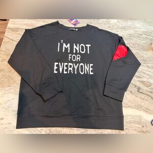 CATLUCK I’m Not For Everyone Black Graphic Sweatshirt NWT L